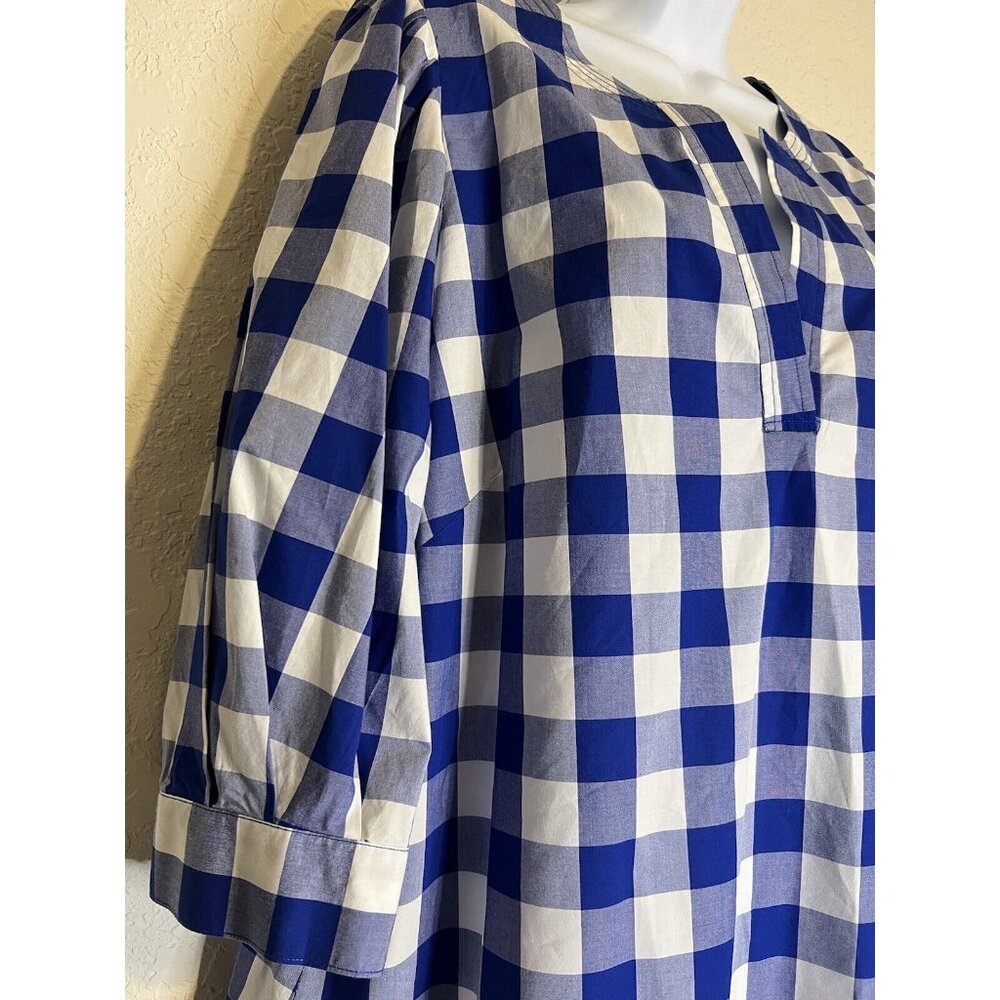 Tyler Boe Size XL Jenny Top Pleated Puff Sleeve Blue Gingham Plaid Cottagecore - Picture 3 of 14